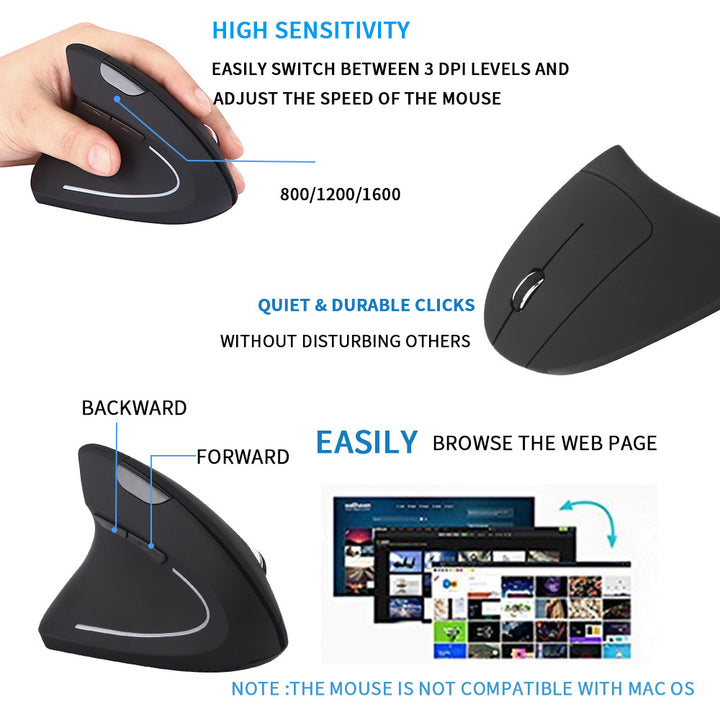 Left Hand Vertical Mouse Wireless Mouse - HZ TANOLI LLC