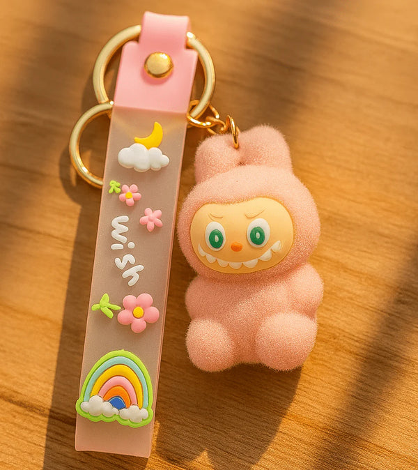 Labubu - Wish & Fuzz Rainbow Wrist‑Strap Keychain - HZ TANOLI LLC
