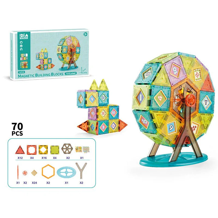 Magnetic Blocks Toy 70 Pcs. - HZ TANOLI LLC