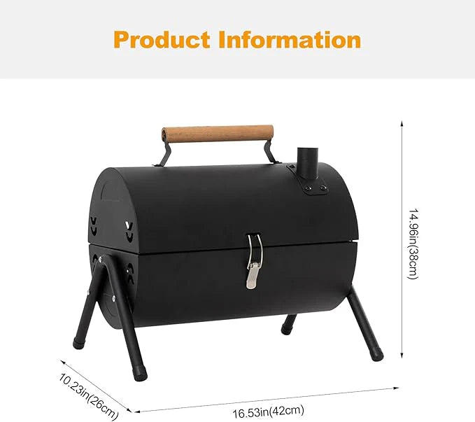 Portable Iron BBQ Grill With Hob © - HZ TANOLI LLC