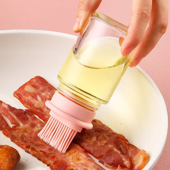 Portable Oil Bottle with Brush Silicone Barbecue Liquid Gadgets High-temperature Kitchen Baking Pastry Barbecue BBQ Tool - HZ TANOLI LLC