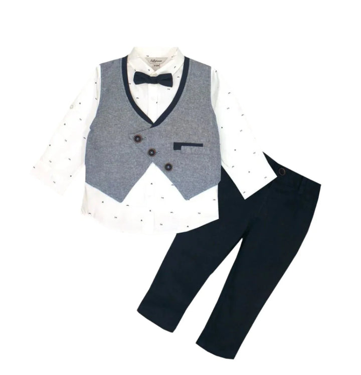 Waistcoat Set With Bow - HZ TANOLI LLC