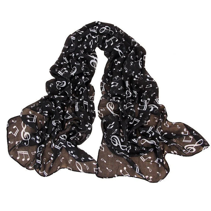 Women's Fashion Casual Note Print Chiffon Silk Scarf - HZ TANOLI LLC