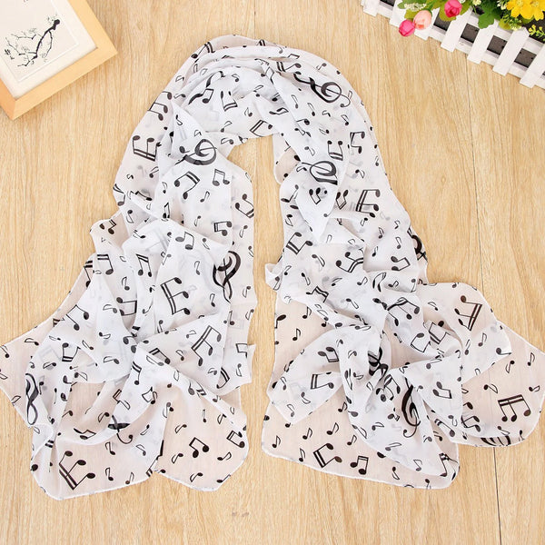 Women's Fashion Casual Note Print Chiffon Silk Scarf - HZ TANOLI LLC
