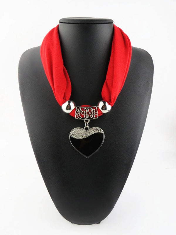 Women's Fashion Simple Heart-Shaped Pendant Scarf - HZ TANOLI LLC